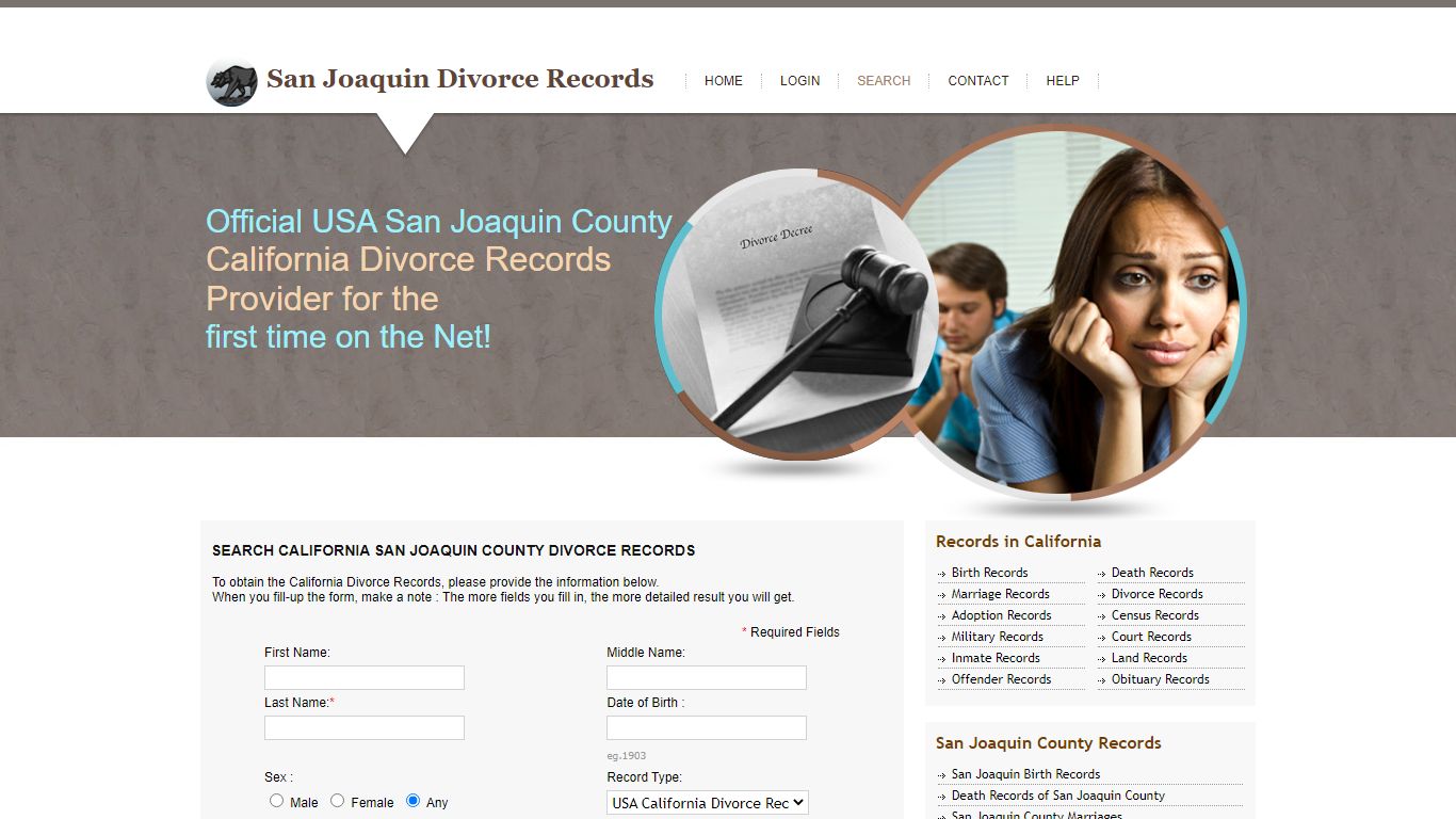 Search California San Joaquin County Divorce Records